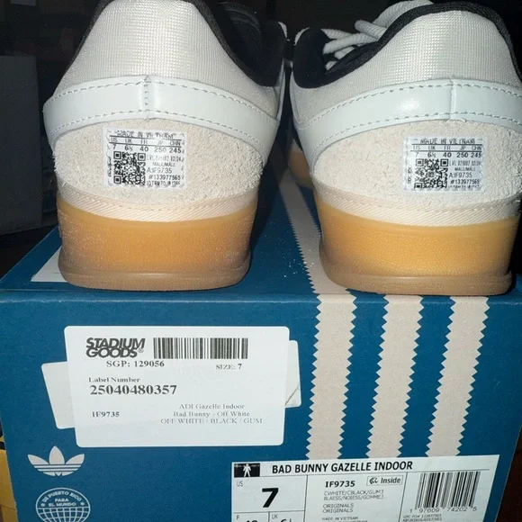 Bad bunny Adidas Gazelle Indoor White and Black Sneakers - Picture 3 of 9